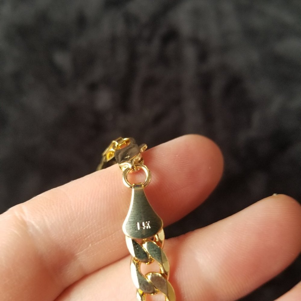 14k Stamped Figaro 7mm  GOLD PLATED chain necklace 7mm  20" 24" 30" chain